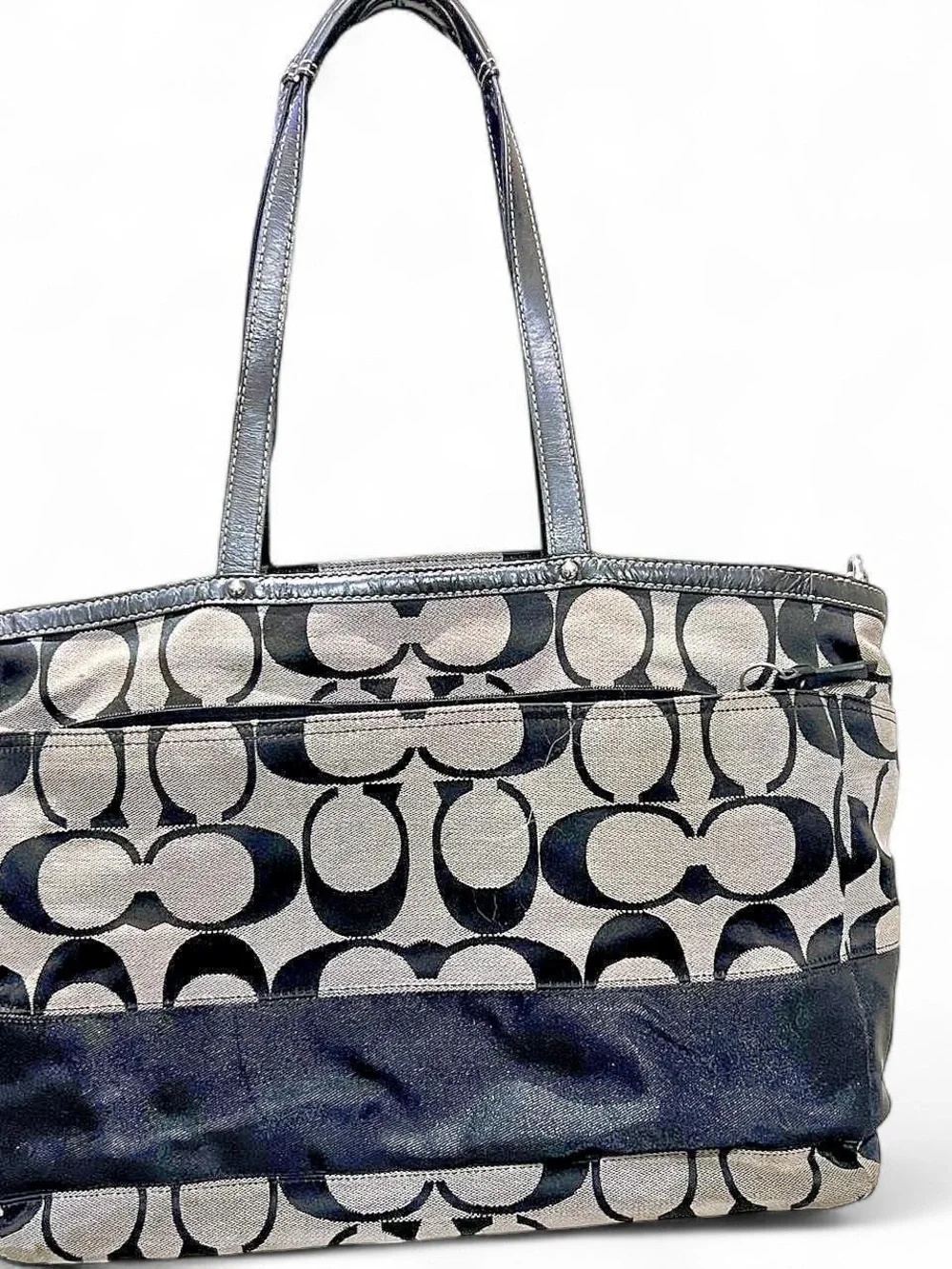 Coach Signature Black and Grey Signature Diaper Bag